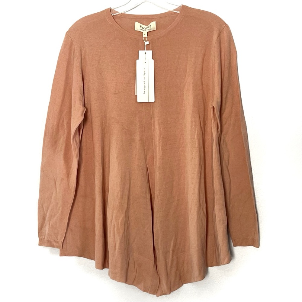 NWT Psophia Nude Wool Knit Split Front Sweater Top - Large‎